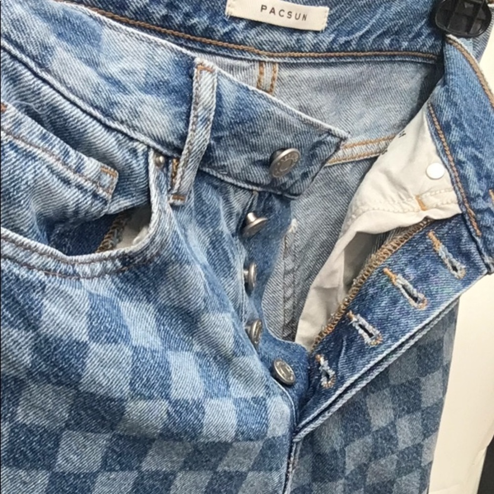 Women’s PacSun Checked Pattern High Rise Denim Jeans - Picture 12 of 12